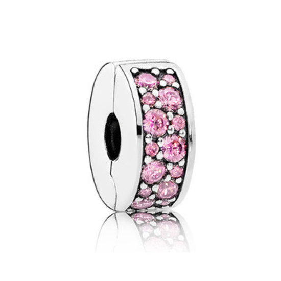 Pandora PANDORA 791817PCZ Silver clip with pink zirconia and silicone grip