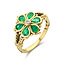 Collectie Milikan 14 karaat geelgouden vintage-look ring met smaragd en diamant, maat 17 1/4, 1054225