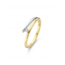 MORI Fashion diamonds Mori Fashion Diamonds 14krt bicolor ring, strak, glanzend, 1x diamant 0.04crt, maat 17.5.