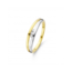 MORI Fashion diamonds Mori Fashion Diamonds 14krt bicolor ring strak, glanzend, slag, 3x diamant tot. 0.05crt, maat 17.5.