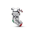 Pandora PANDORA 792366C01 Christmas mouse in a sock sterling silver charm with red, white, green and pink enamel
