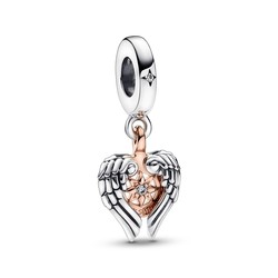 PANDORA 782359C01 Angle wings and compass sterling silver and 14k rose gold-plated dangle