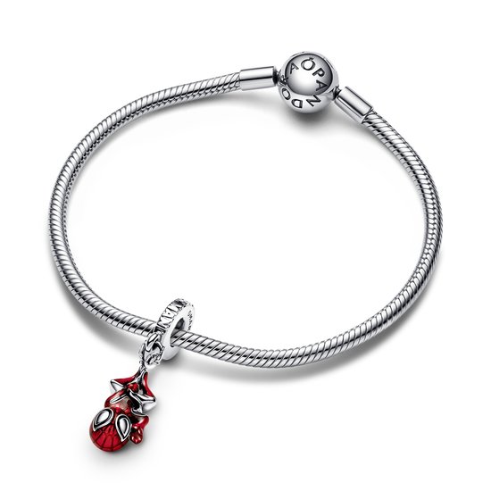 Pandora PANDORA MARVEL 792323C01 Spider-Man sterling silver dangle with black and red enamel