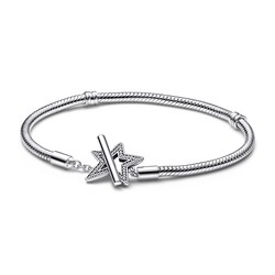 PANDORA 592357C01 Snake chain sterling silver star toggle bracelet