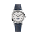 Frederique Constant Frederique Constant Slimline FC-206SW1S6, Quartz, staal/leer blauw, wijzerpl. wit, maan fase, 3 ATM