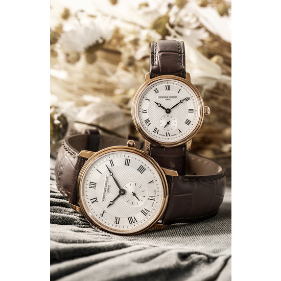 Frederique Constant Frederique Constant Slimline FC-235M1S6, Quartz, staal/leer bruin, wijzerpl. zilverkl, small second, 3ATM