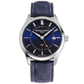 Frederique Constant Frederique Constant Classics FC-252NS5B6, Quartz, GMT,  40 mm, staal/leer blauw, blauwe wijzerplaat, datum, 5ATM.