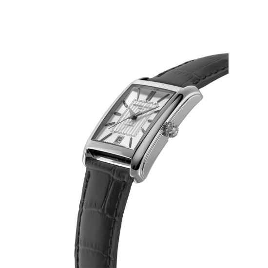 Frederique Constant Frederique Constant Classics Carree FC-303S4C6, Automaat 22x30mm, Staal/Leer zwart, zilverkl. wijzerplaat, Datum, 3ATM.