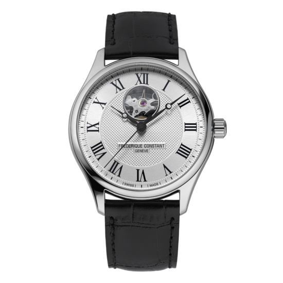 Frederique Constant Frederique Constant Classics Heart Beat FC-310MC5B6, Automaat, 40 mm, staal/leer zwart, zilverkl. wijzerplaat, 5ATM.