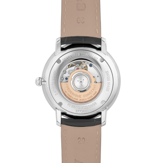 Frederique Constant Frederique Constant Slimline Heart Beat FC-312B4S6, Automaat, 40 mm, staal/leer zwart, zwarte wijzerplaat, 3ATM.