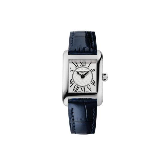 Frederique Constant Frederique Constant Carree Ladies FC-200MC16, staal/leer blauw, zilverkleur wijzerplaat, 3ATM.
