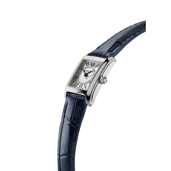 Frederique Constant Frederique Constant Carree Ladies FC-200MC16, staal/leer blauw, zilverkleur wijzerplaat, 3ATM.