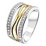 Excellent Jewelry Excellent Jewelry Zilver met 14k gouden ring 10 mm breed opengewerkt met zirkonia's gezet, RF625207
