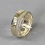 Jéh Jewels Jéh Jewels ring met 3 banden 20287, GoldFilled gehamerd, zilver pareldraad en GoldFilled grof gematteerd