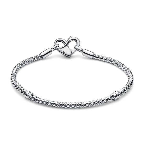 Pandora PANDORA 592453C00 Studded chain sterling silver bracelet with heart clasp