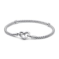 Pandora PANDORA 592453C00 Studded chain sterling silver bracelet with heart clasp