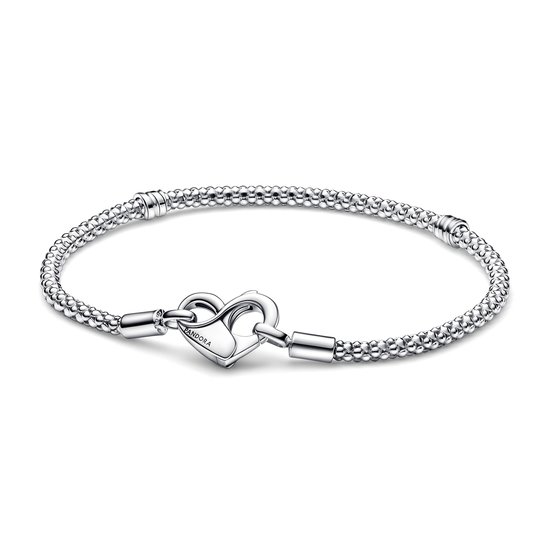 Pandora PANDORA 592453C00 Studded chain sterling silver bracelet with heart clasp