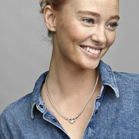 Pandora PANDORA 392451C00 Studded chain sterling silver necklace with heart clasp