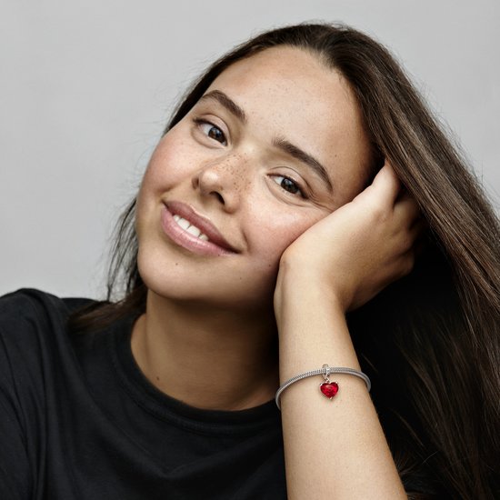 Pandora PANDORA DISNEY 792522C01 Mickey and Minnie sterling silver dangle with zirconia and red Murano glass