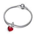 Pandora PANDORA DISNEY 792522C01 Mickey and Minnie sterling silver dangle with zirconia and red Murano glass