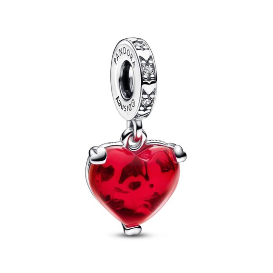 Pandora PANDORA DISNEY 792522C01 Mickey and Minnie sterling silver dangle with zirconia and red Murano glass
