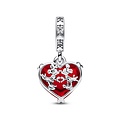 Pandora PANDORA DISNEY 792522C01 Mickey and Minnie sterling silver dangle with zirconia and red Murano glass