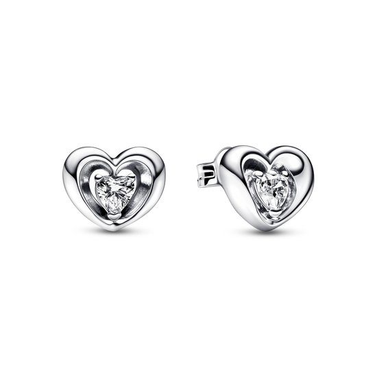 Pandora PANDORA 292500C01 Heart sterling silver stud earrings with zirconia