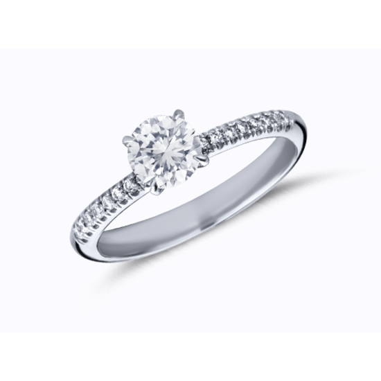 by R&C R&C 14krt witgouden ring Ario model 2020 met 1x 0.20ct W/SI3 en pavé band 16x tot. 0.12ct TW/SI, RIN2020PDI-0.32