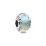 Pandora PANDORA Feather sterling silver charm with pink dichroic multicolor rainbow Murano glass 792577C00