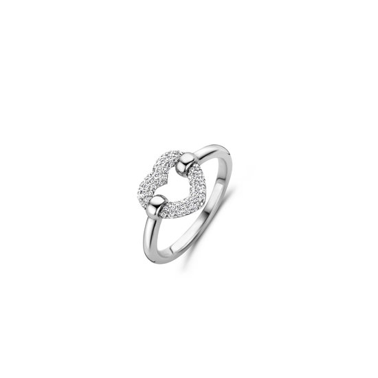 Ti Sento Milano TI SENTO MILANO Zilveren gerhodineerde ring met open hartje zirconia 12291ZI