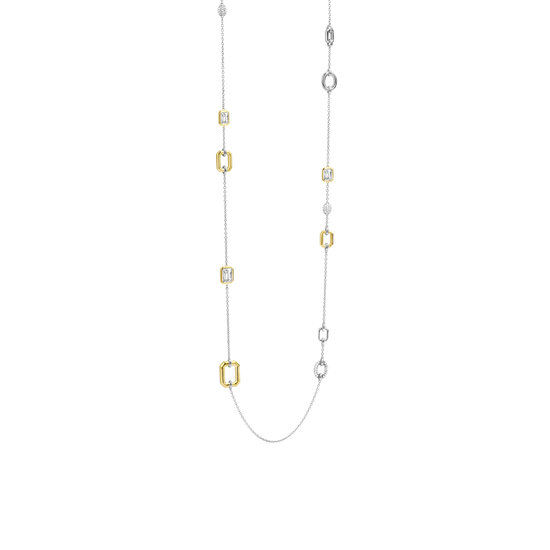 Ti Sento Milano TI SENTO MILANO Zilveren gerhodineerd collier met vergulde symbolen en zirconia  34028ZY