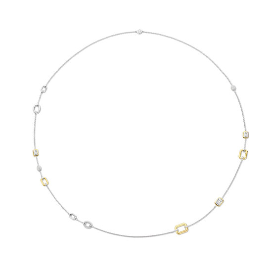 Ti Sento Milano TI SENTO MILANO Zilveren gerhodineerd collier met vergulde symbolen en zirconia  34028ZY