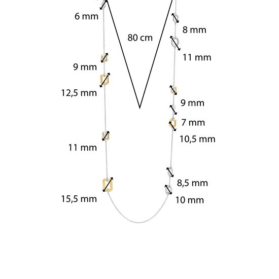 Ti Sento Milano TI SENTO MILANO Zilveren gerhodineerd collier met vergulde symbolen en zirconia  34028ZY