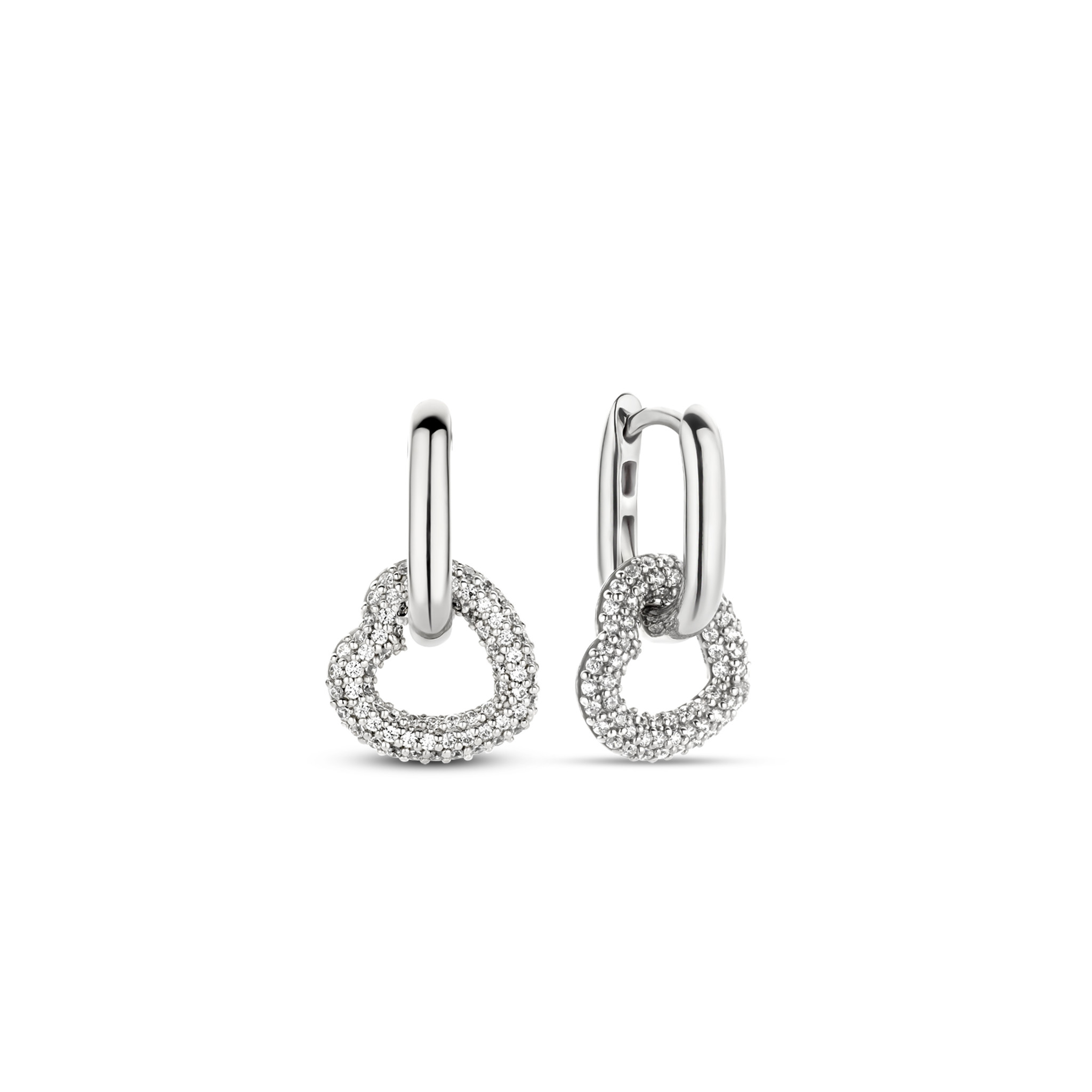 versus Klik Justitie TI SENTO MILANO Zilveren gerhodineerde oorbellen met hanger hart met  zirconia 7918ZI | Milikan Juwelier