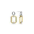 Ti Sento Milano TI SENTO MILANO Zilveren gerhodineerde oorbellen met vergulde hoekige hanger en zirconia 7920ZY