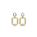 Ti Sento Milano TI SENTO MILANO Zilveren gerhodineerde oorbellen met vergulde hoekige hanger en zirconia 7920ZY