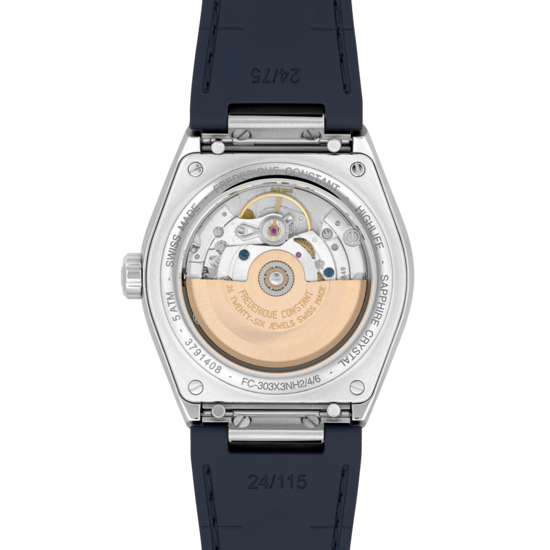 Frederique Constant Frederique Constant New Highlife FC-303BL3NH6B, automaat COSC, staal/staal, 39 mm, donkerblauwe wijzerplaat, datum, 10ATM.