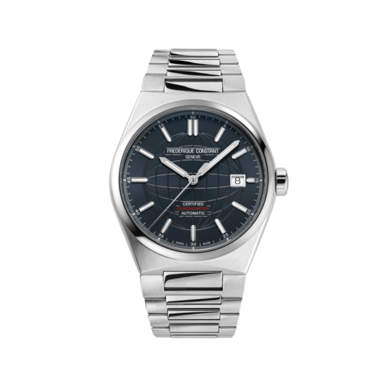 Frederique Constant Frederique Constant New Highlife FC-303BL3NH6B, automaat COSC, staal/staal, 39 mm, donkerblauwe wijzerplaat, datum, 10ATM.