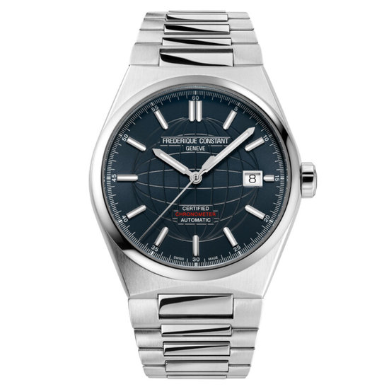 Frederique Constant Frederique Constant New Highlife FC-303BL3NH6B, automaat COSC, staal/staal, 39 mm, donkerblauwe wijzerplaat, datum, 10ATM.