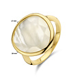 Collectie Milikan 14krt Geelgouden ring met druppelvormige platte parelmoer 5.5ct, 17x18 mm, maat 16.5