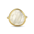 Collectie Milikan 14krt Geelgouden ring met druppelvormige platte parelmoer 5.5ct, 17x18 mm, maat 16.5
