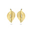 Collectie Milikan 14krt Geelgouden oorknoppen, bladvorm, mat, met tot. 6x diamant 0.02crt H/SI