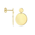 Collectie Milikan 14krt Geelgouden oorknoppen, rondje met rondje 15 mm als hanger, glanzend