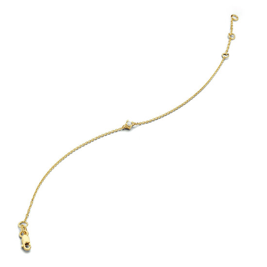 Collectie Milikan 14krt Geelgouden armband ankerschakel 16.5-18.5 cm met tussenstuk solitair, 4-poots chaton met diamant 0.05crt G/SI