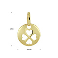 Collectie Milikan 14krt Geelgouden hangertje, klaver 4 uit rondje, 11.5 mm