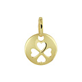 Collectie Milikan 14krt Geelgouden hangertje, klaver 4 uit rondje, 11.5 mm