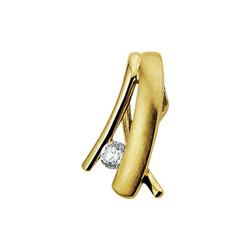 14krt Geelgouden fantasie hanger mat/glanzend met 1x zirconia