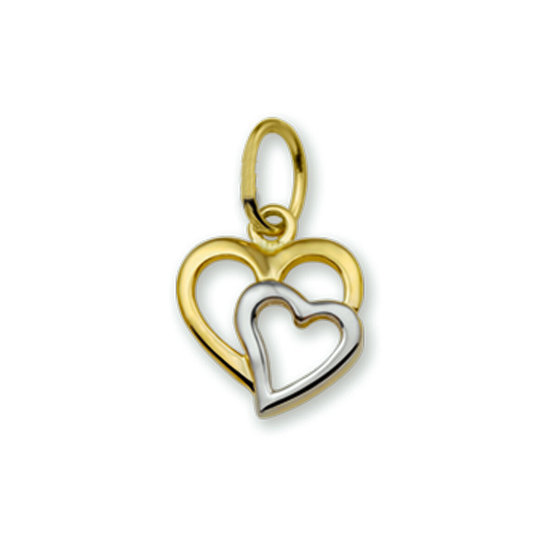 Collectie Milikan 14krt Gouden bicolor hanger, hartjes open, in elkaar 1052734
