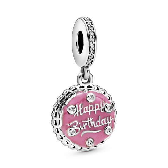Pandora PANDORA 798888C01 Birthday cake sterling silver dangle with zirconia and pink enamel