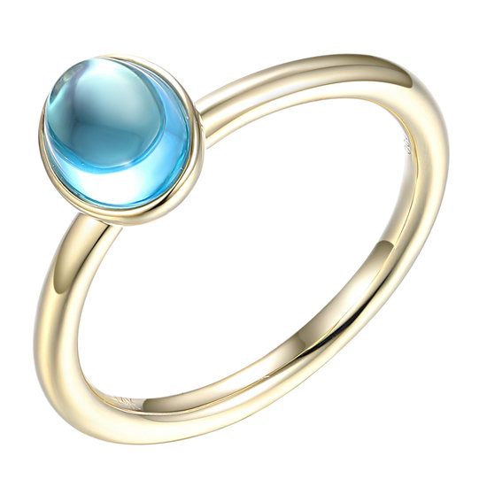 Collectie Milikan 14krt Geelgouden aanschuifring met ovale blauwe Topaas 1048919